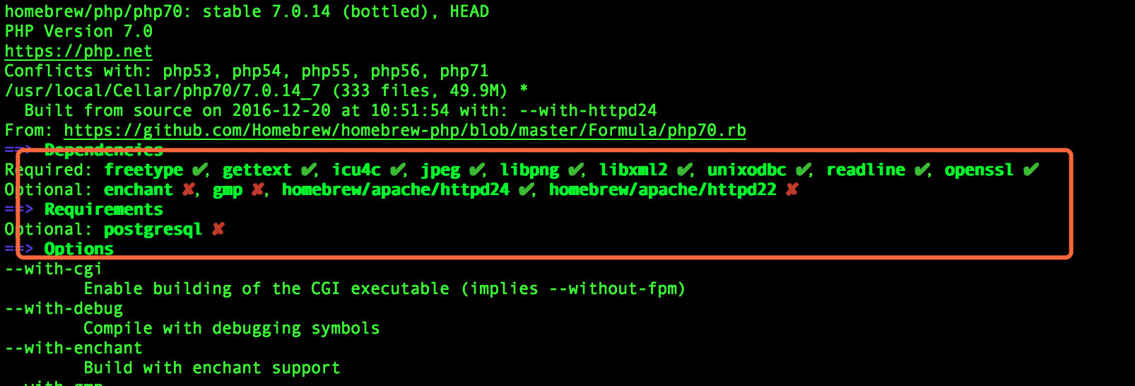 MacOS Sierra安装Apache2.4+PHP7.0+MySQL5.7.16