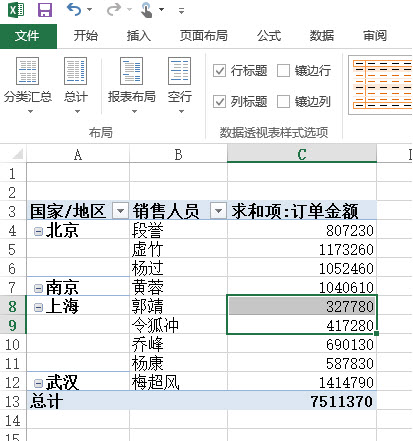 office教程 如何在Excel透视表中合并单元格？