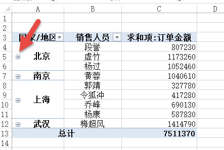 office教程 如何在Excel透视表中合并单元格？