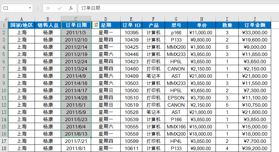 office教程 Excel利用透视表实现日期明细数据对月的统计（分组功能）？