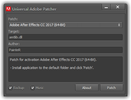 Adobe系列软件通用破解工具Universal Adobe Patcher v2.0