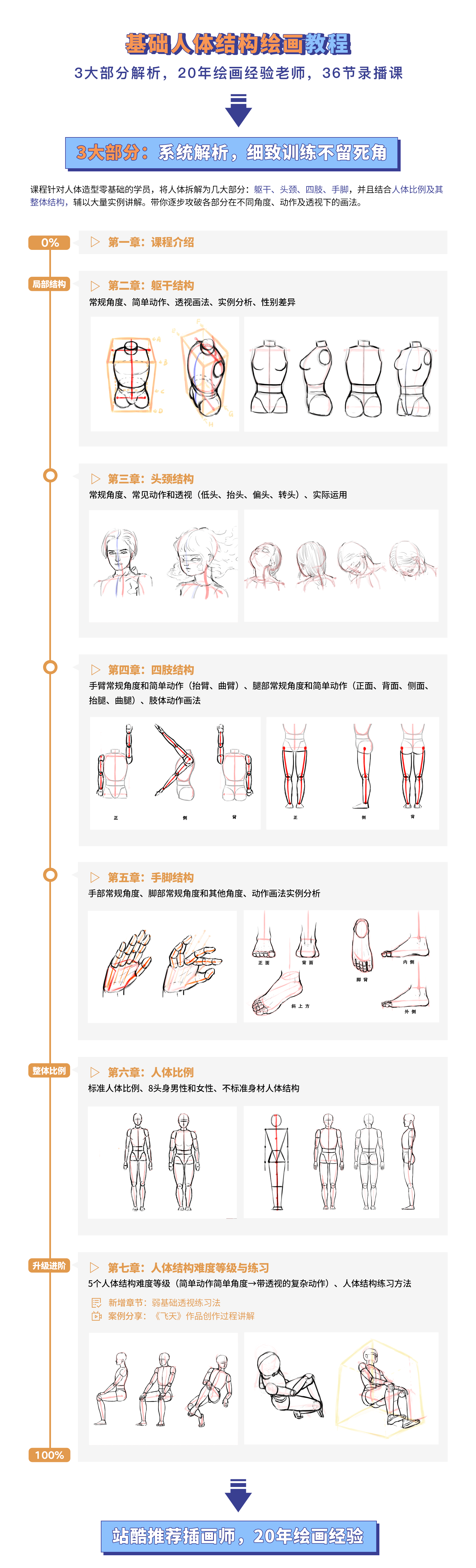 【稀有好课】基础人体结构绘画教程-知识兔【36节+素材完整】