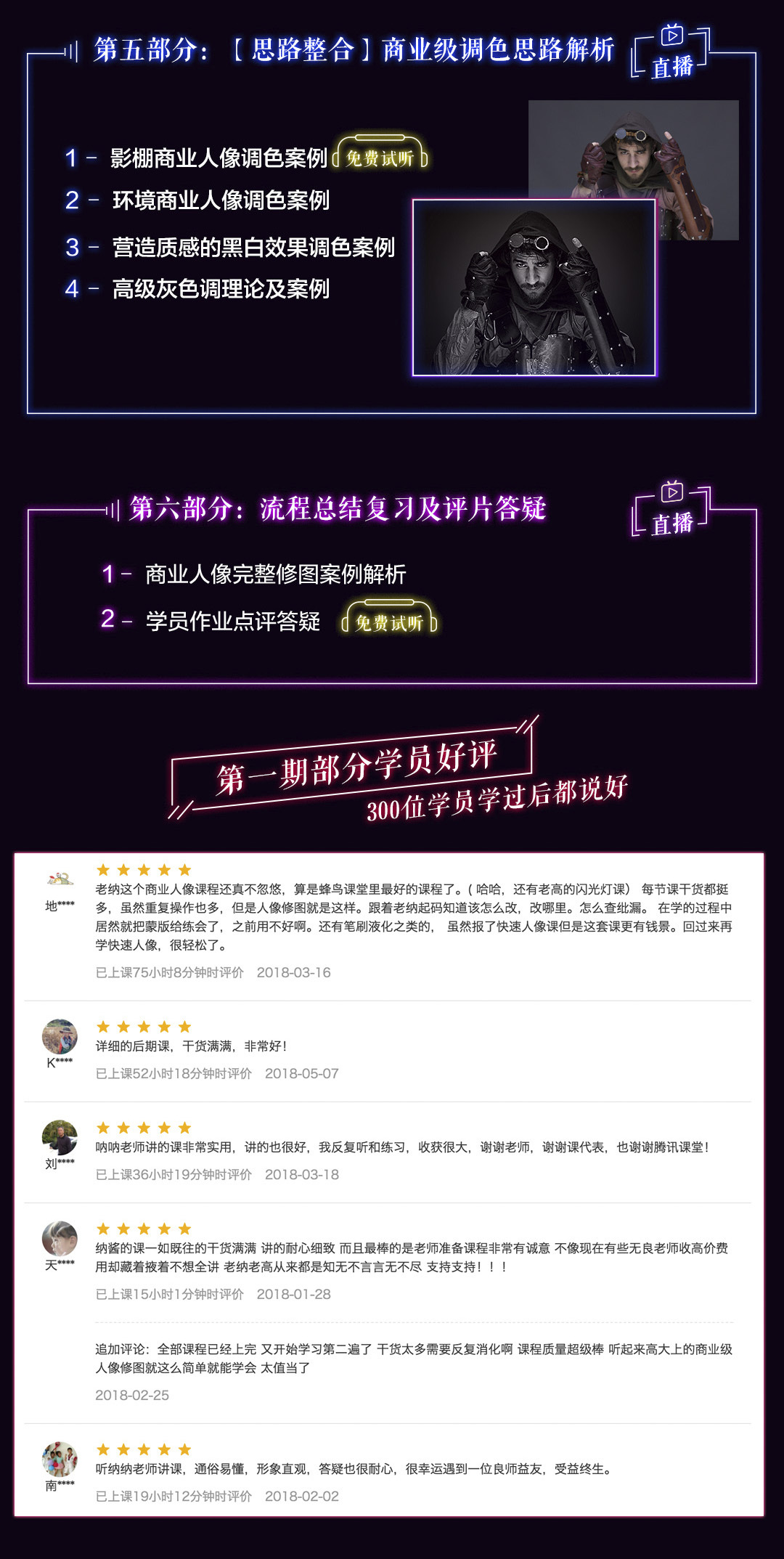 【稀有经典】老纳 -商业人像后期精修专业高级训练营-蜂鸟微课堂【素材完整价值3699元】