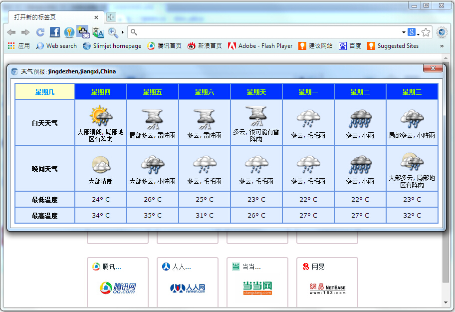weather forecast screenshot